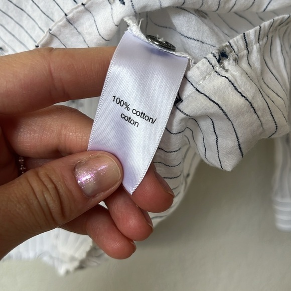 Maurices Long Sleeve Blouse Floral Striped Cotton White and Blue size Medium - Picture 8 of 12